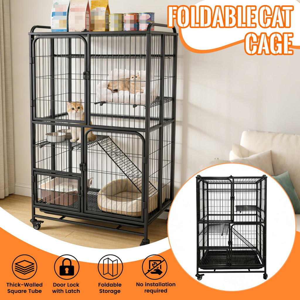 Collapsible Metal Wire Cat Cage H436693