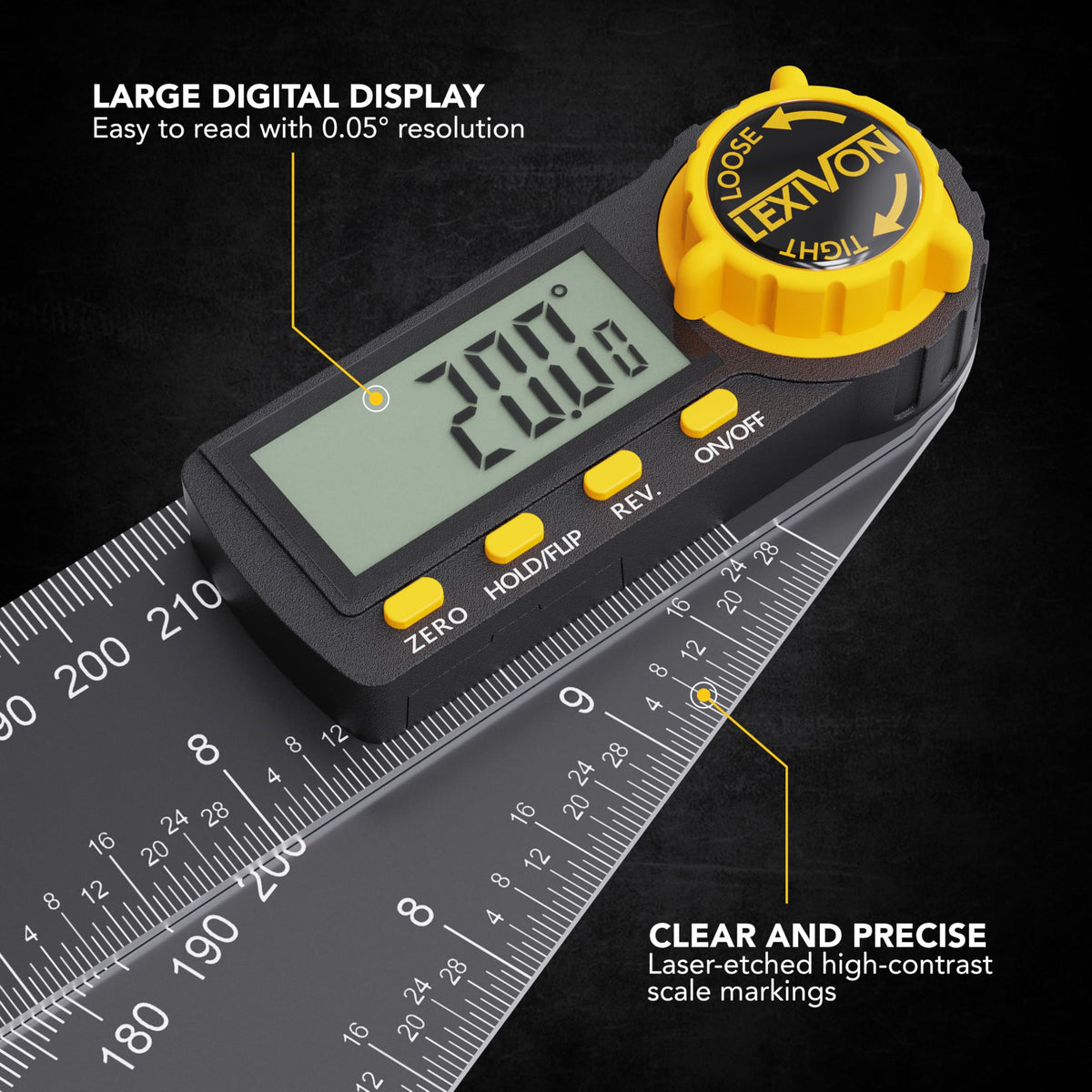 Aluminum Digital Angle Finder Gauge 10-inch 250mm Protractor N34663