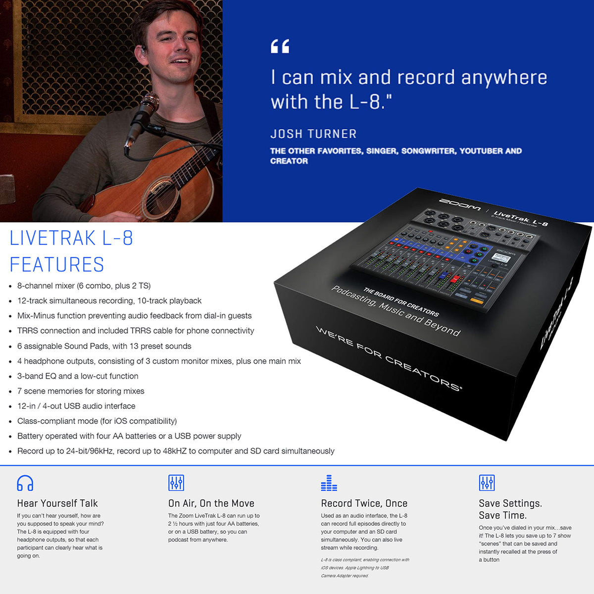 Portable 8-Channel Digital Mixer and Multitrack Recorder T6167