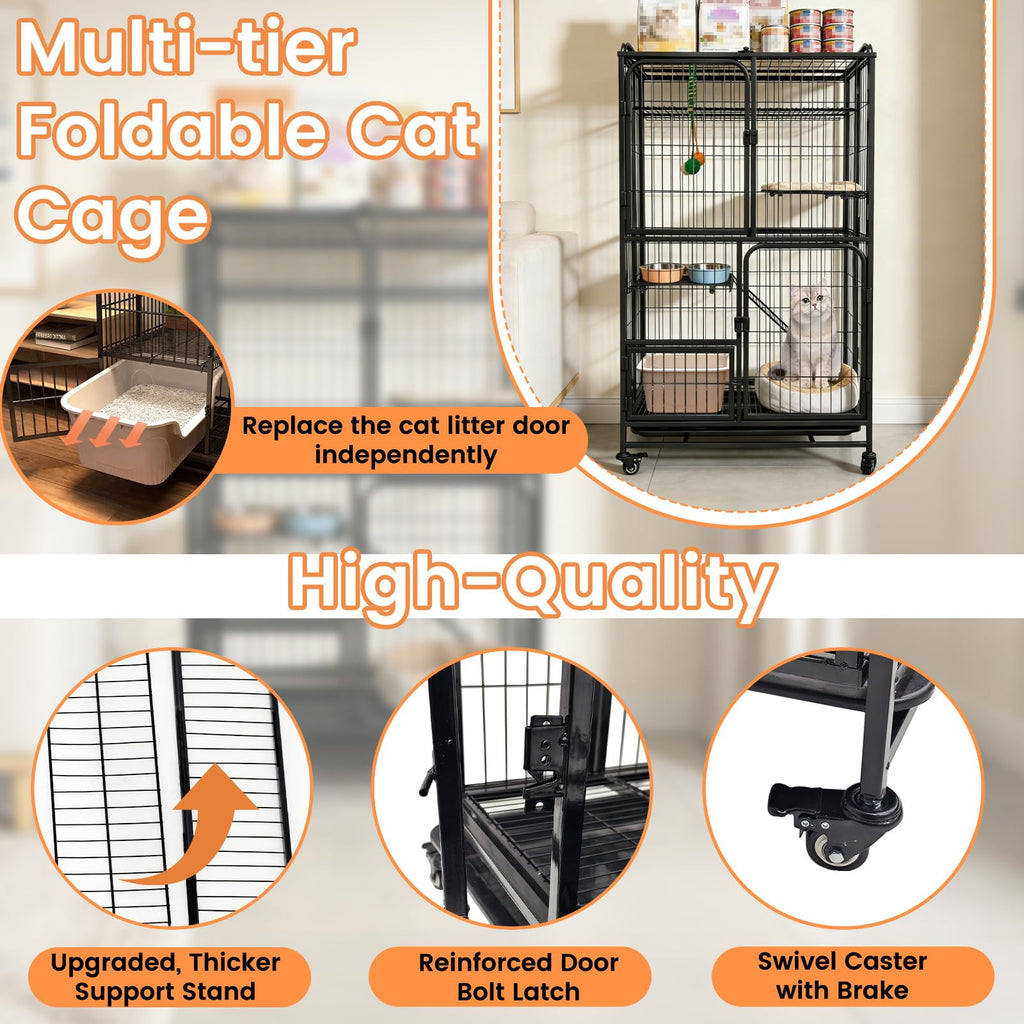 Collapsible Metal Wire Cat Cage H436693
