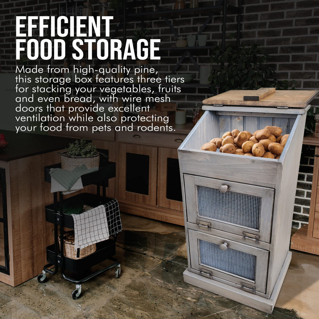 Wooden Bread and Vegetable Storage Bin L253798