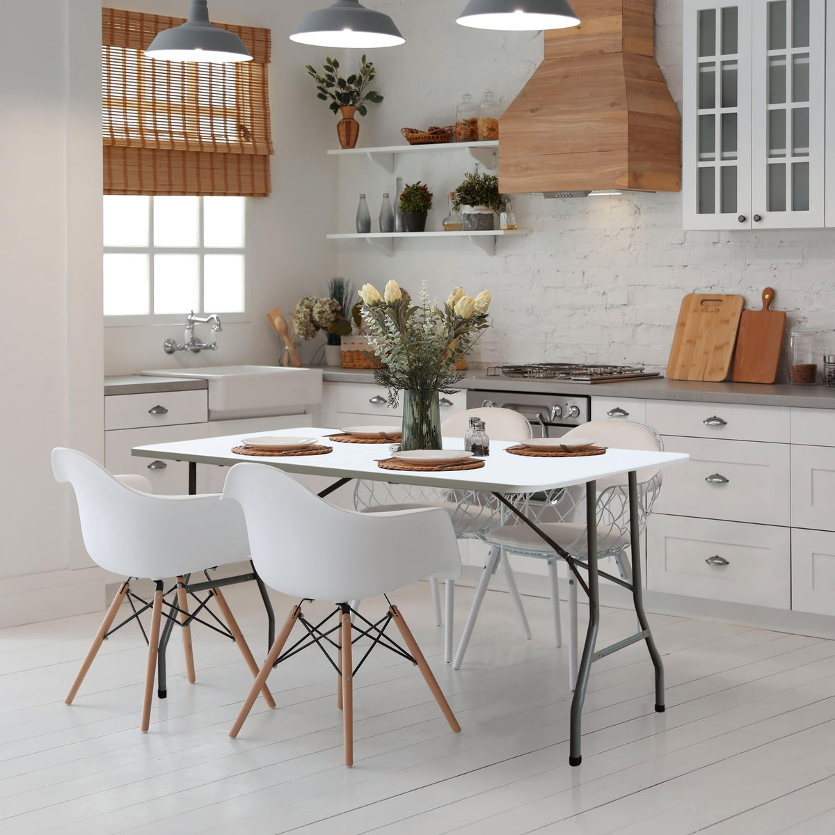 White 6FT Foldable Plastic Table V2254