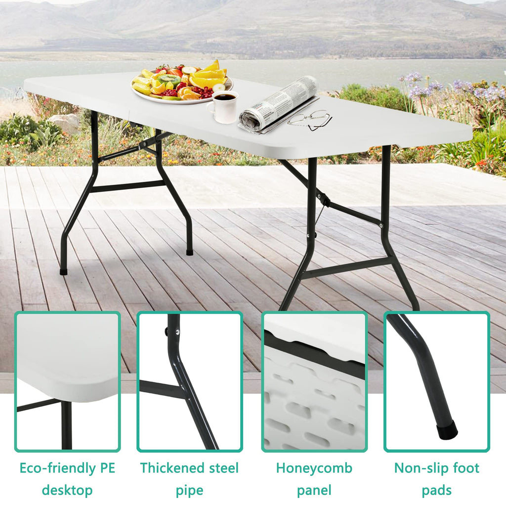 6FT White Portable Plastic Folding Table U528