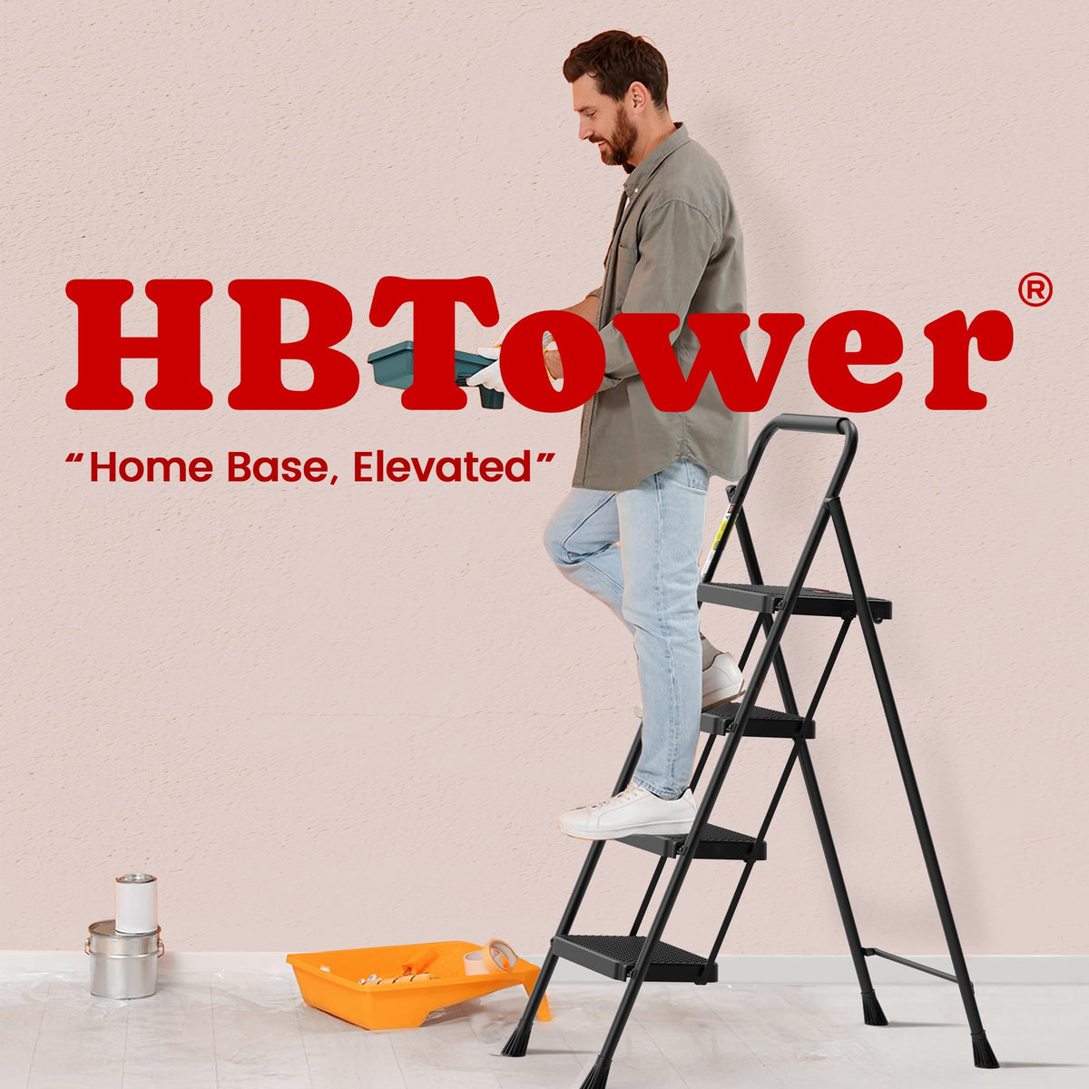 4 Step Folding Step Stool with Anti-Slip Pedal F9159