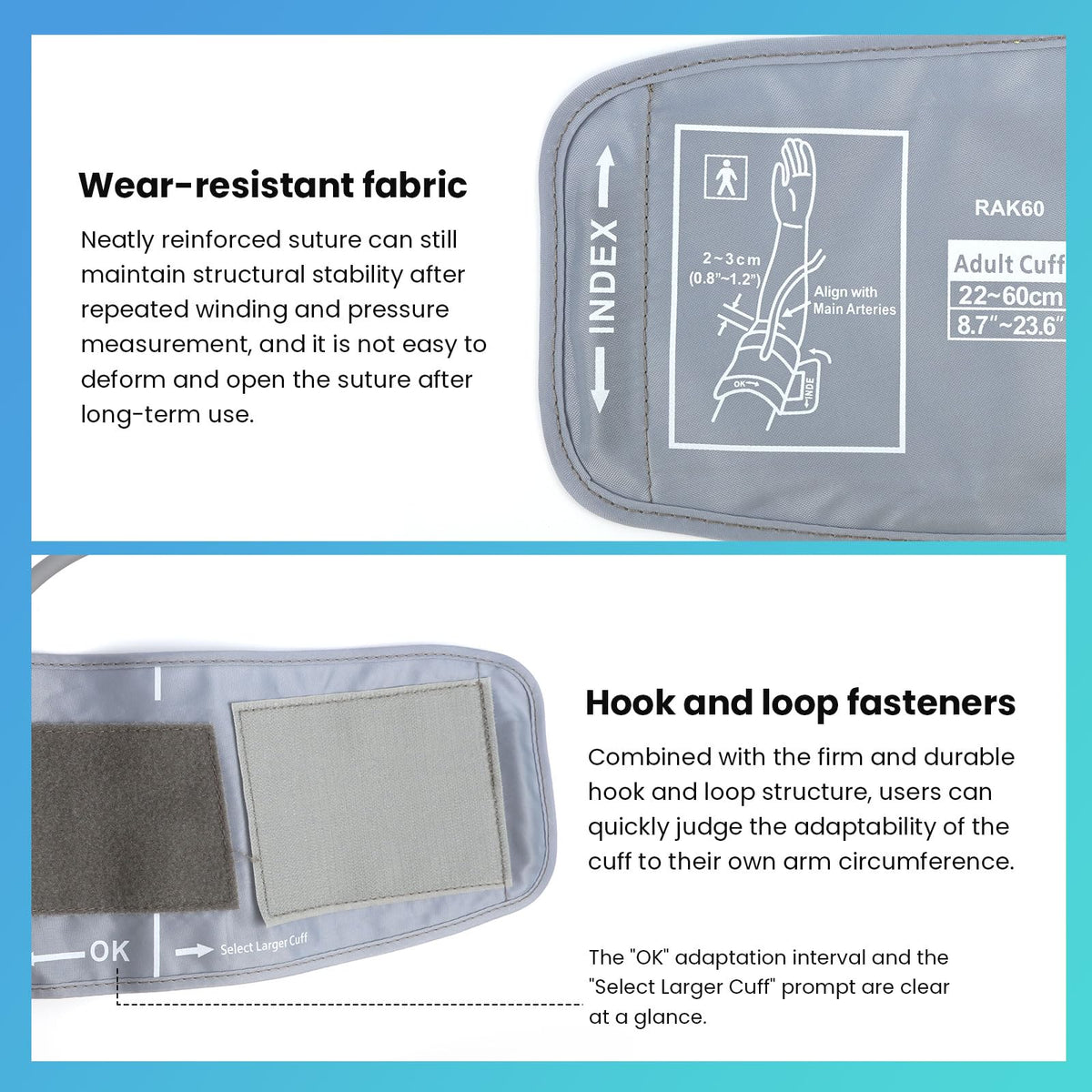 Extra Large Blood Pressure Cuff Replacement, 8.7"-23.6" Adjustable Upper Arm Cuff V436850