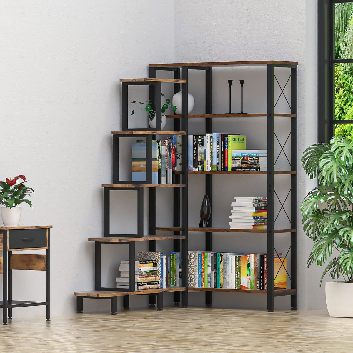 Large Reversible 5 Tier Corner Bookshelf V8337