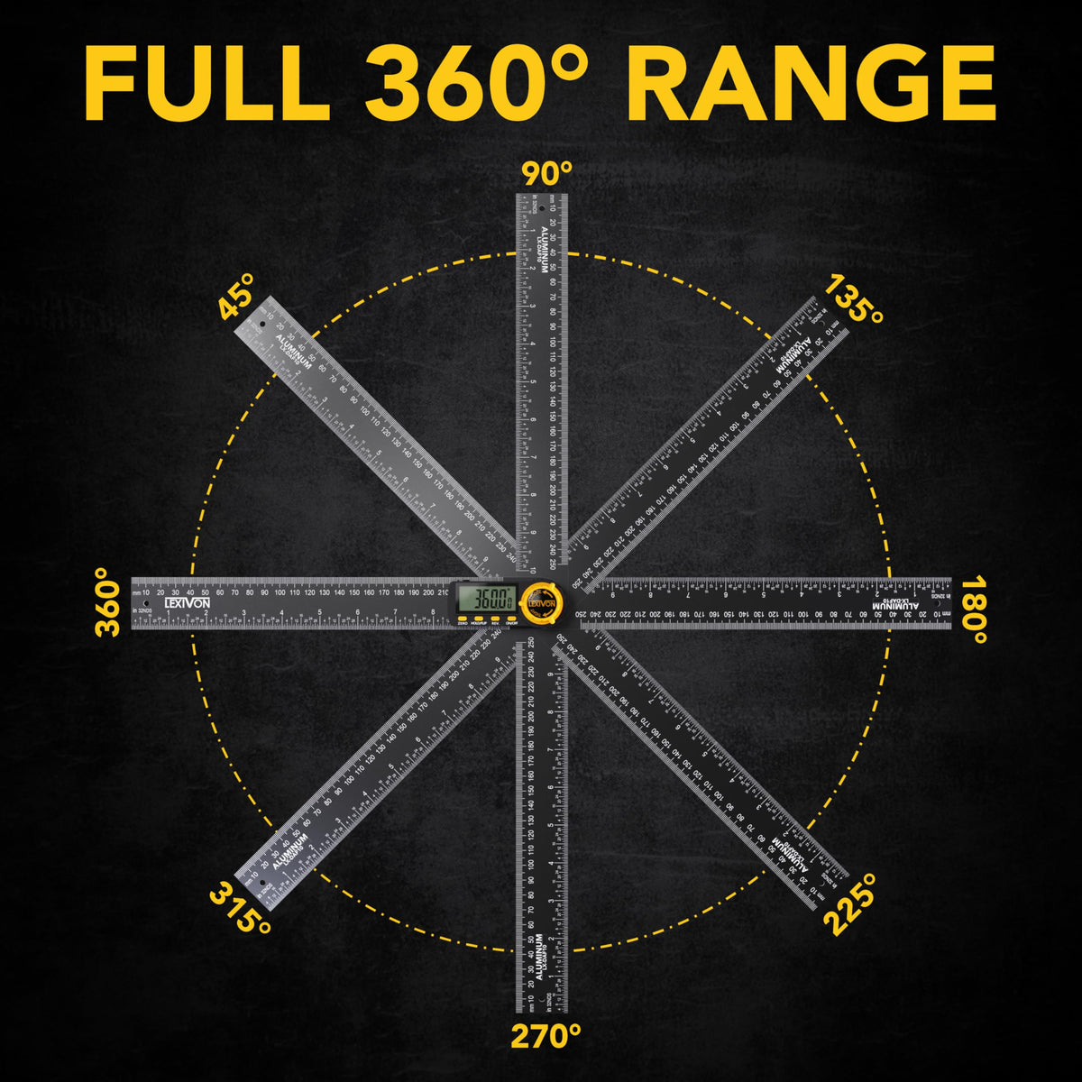 Aluminum Digital Angle Finder Gauge 10-inch 250mm Protractor N34663