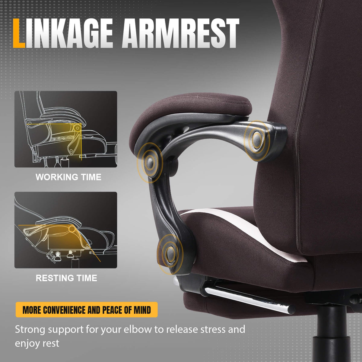 Brown Ergonomic Gaming Chair with Foot Rest R6941