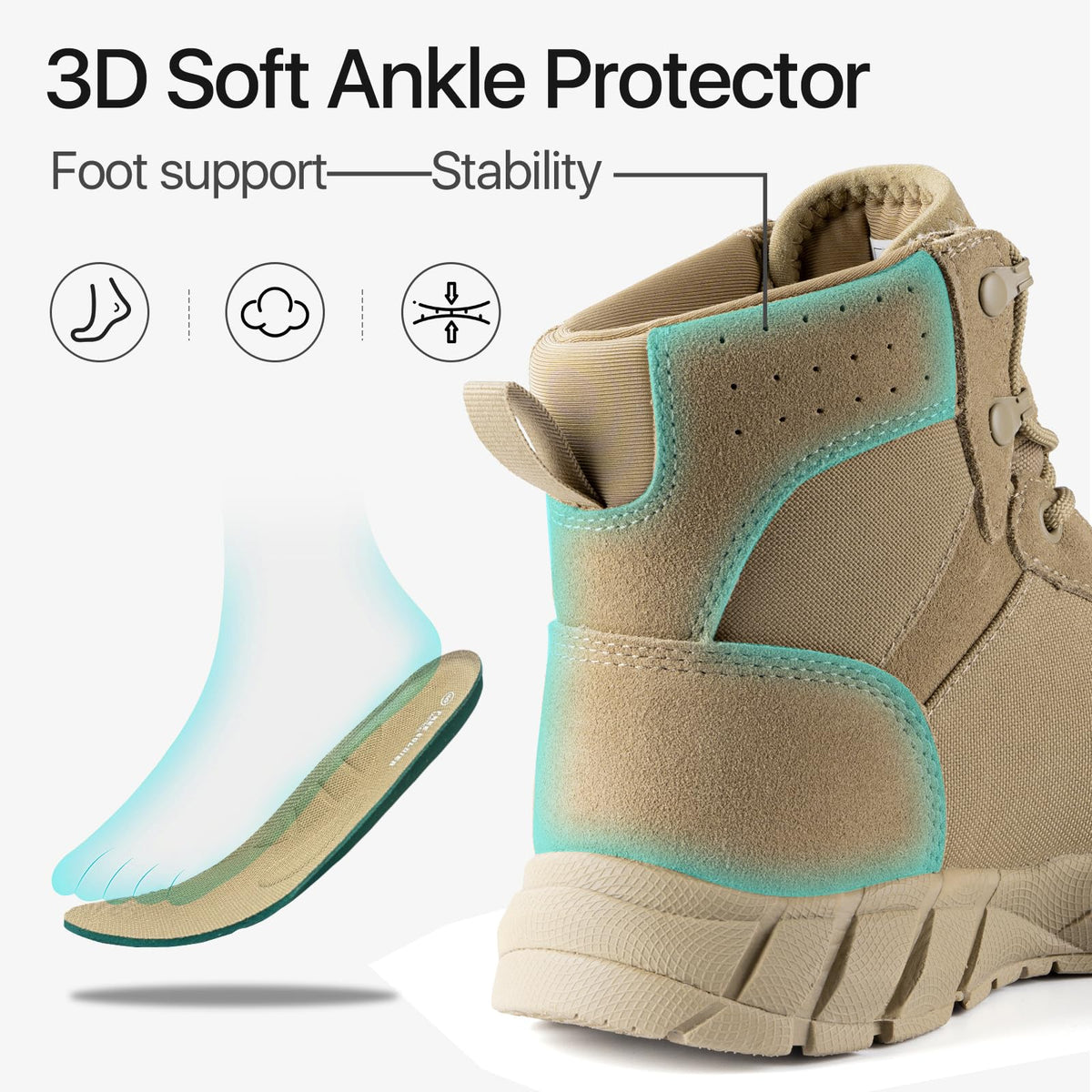 Women's 6 Inches Lightweight Waterproof Hiking Work Boots T841772