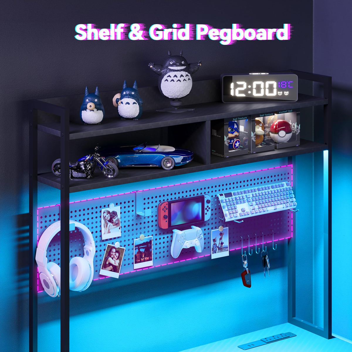 L Shaped Gaming Desk with Hutch I986551