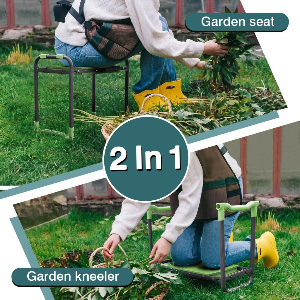 Foldable Garden Kneeler and Seat with Tool Storage Pouch M55212