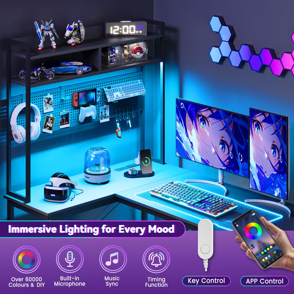 L Shaped Gaming Desk with Hutch I986551