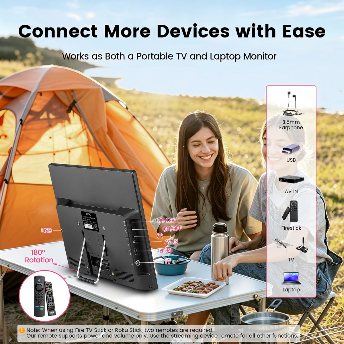 14 Inch Portable Rechargeable TV with Built-in Battery W1403