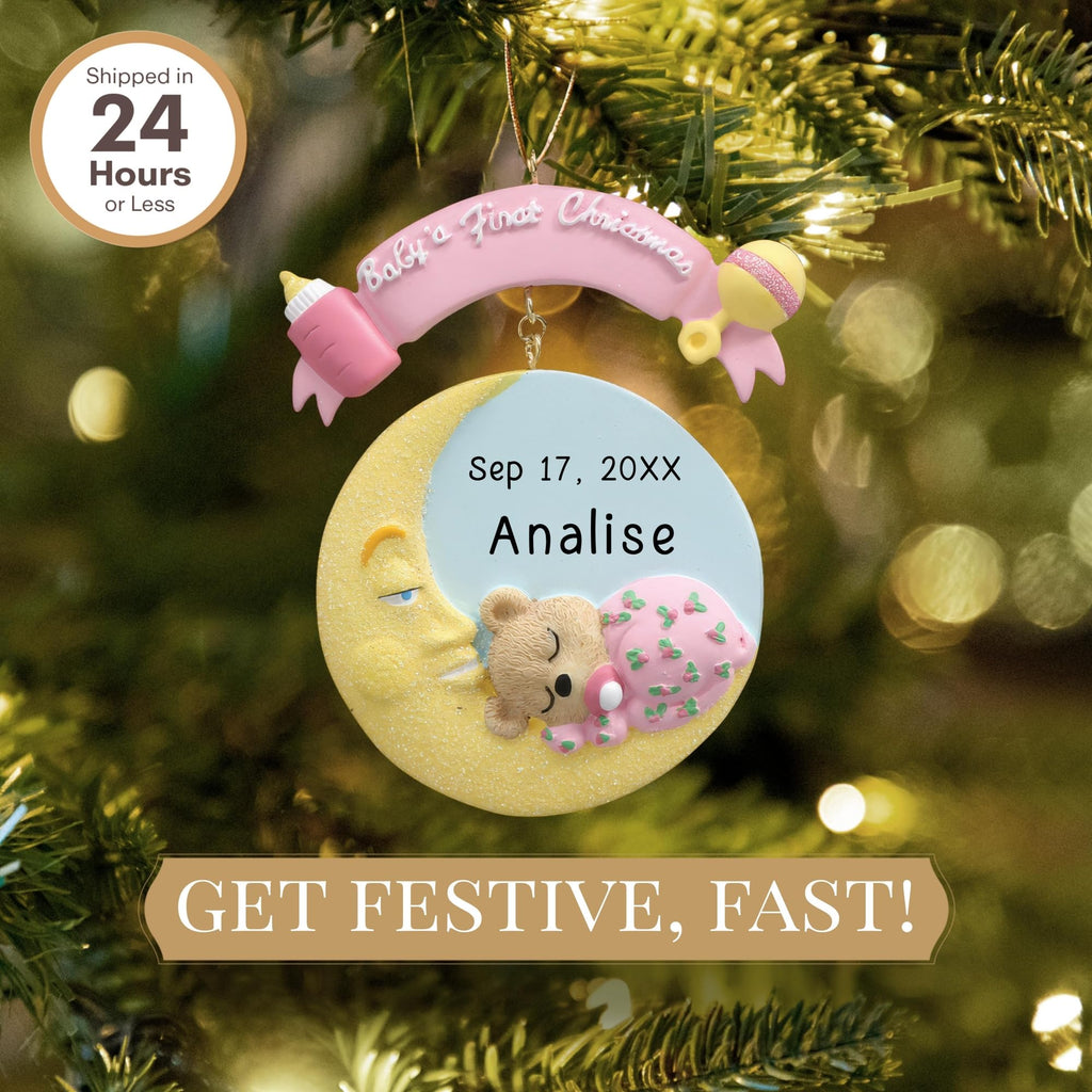 Pink Teddy Baby's First Christmas Ornament 2026 G5461