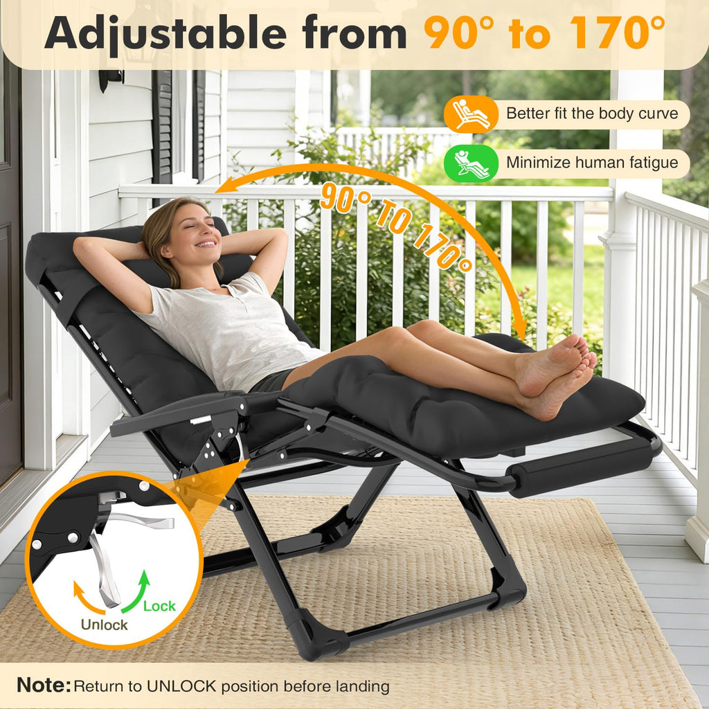 Oversized Zero Gravity Chair XL Black C696