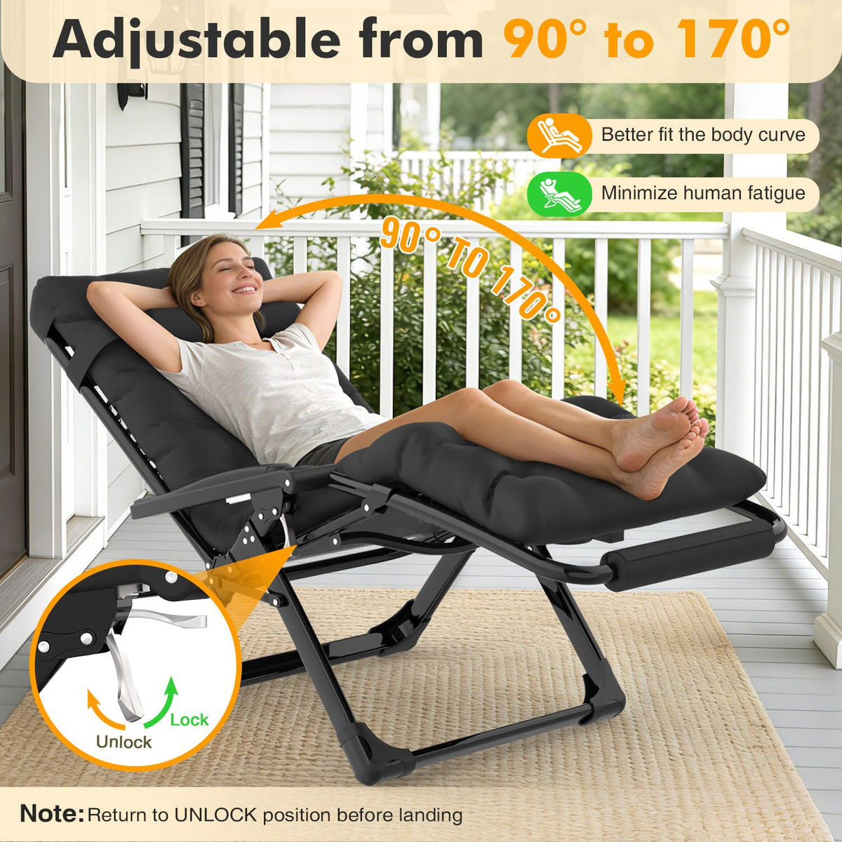 Oversized Zero Gravity Chair XL Black C696
