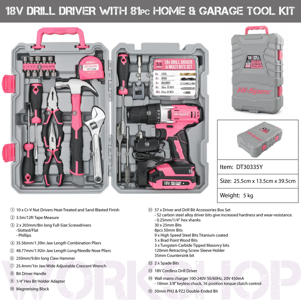 18V Cordless Drill Tool Set N584003