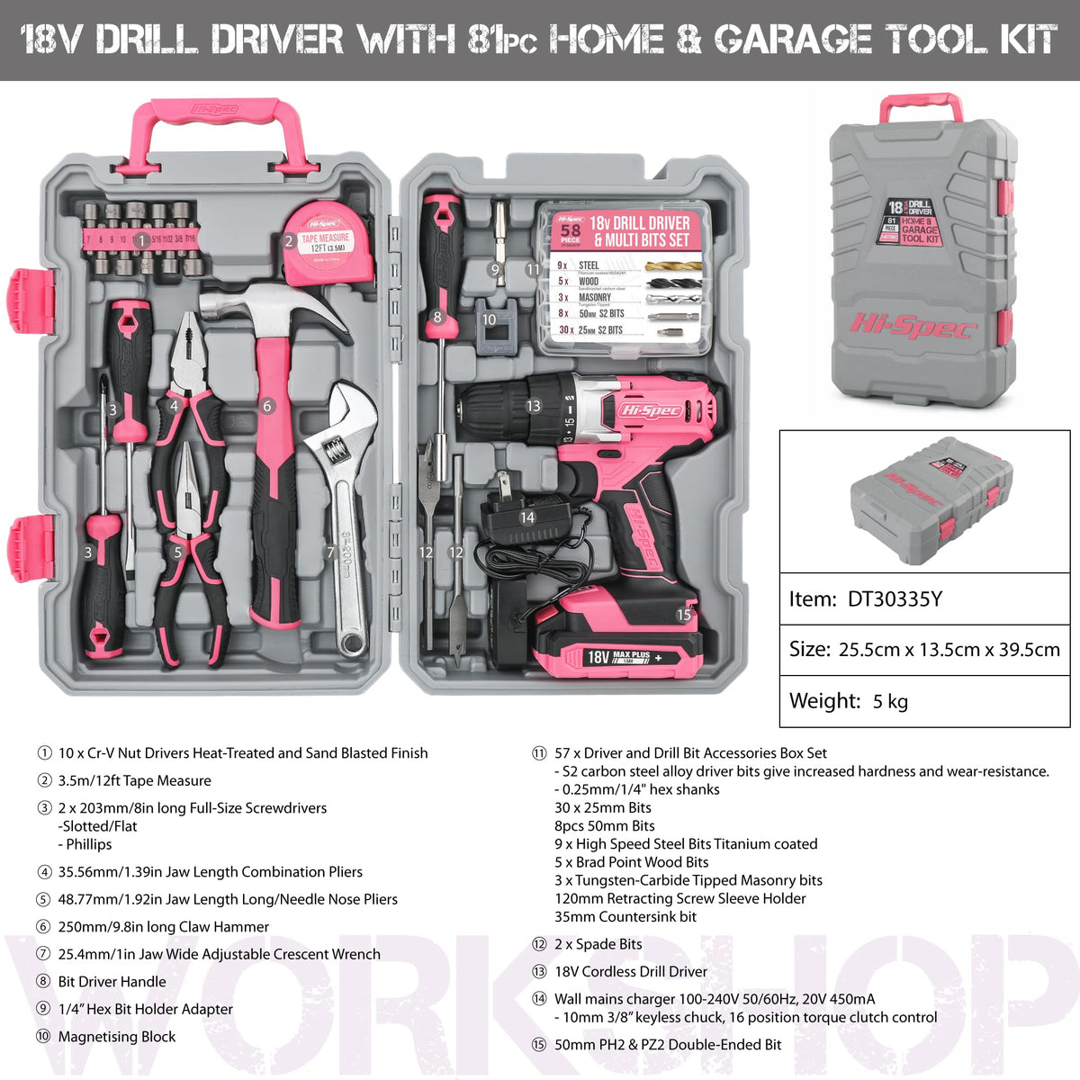 18V Cordless Drill Tool Set N584003