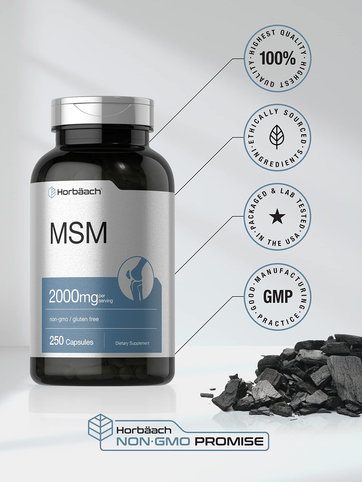 MSM Methylsulfonylmethane 2000mg 250 Capsules J4186