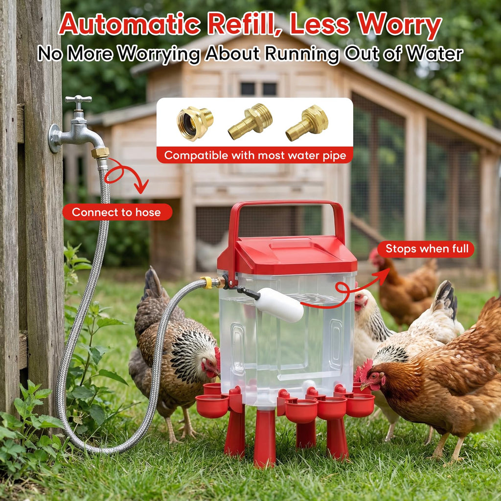 Automatic Chicken Waterer with Float Valve, 3 Gallons Q8668