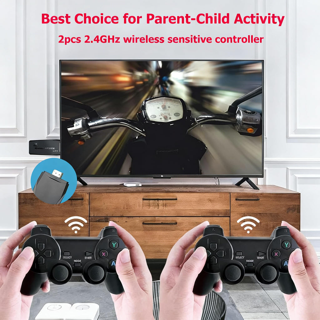 Wireless Retro Game Console 128G Plug & Play Video Game Stick with 2.4G Wireless Controller E7826