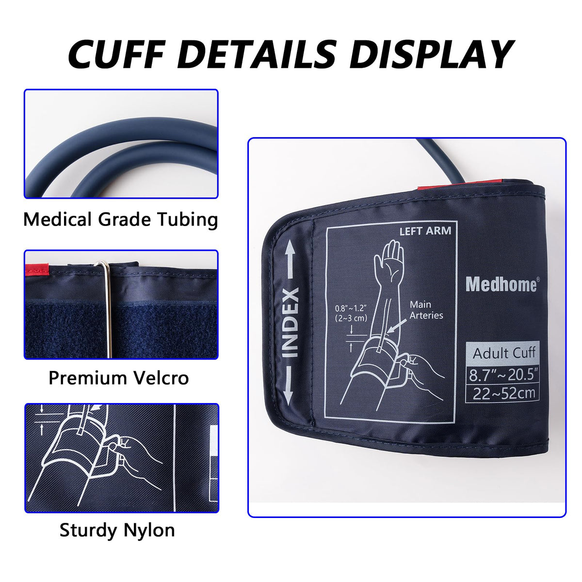 Extra Large Blood Pressure Cuff Upper Arm 8.7"-20.5" Replacement Cuff with 8 Connectors A8296