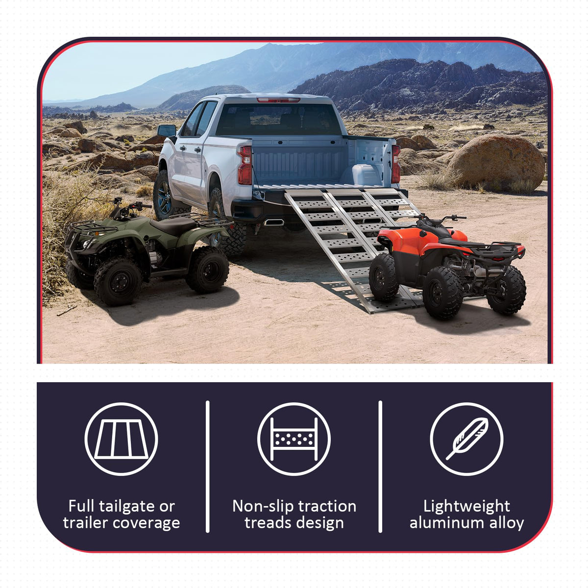 Full Width Aluminum Tri-Fold Loading Ramps with Treads Z84820