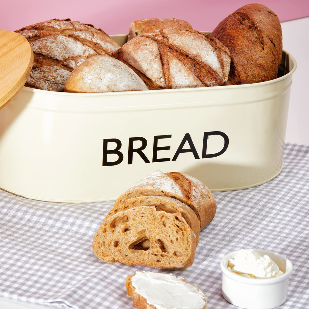 Metal Bread Box with Bamboo Lid Q2450
