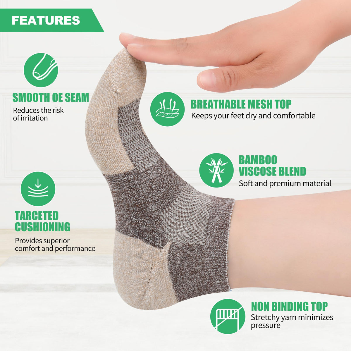 Diabetic Socks for Men, 12 Pairs Ankle & Low Cut Size 9-15 X270050