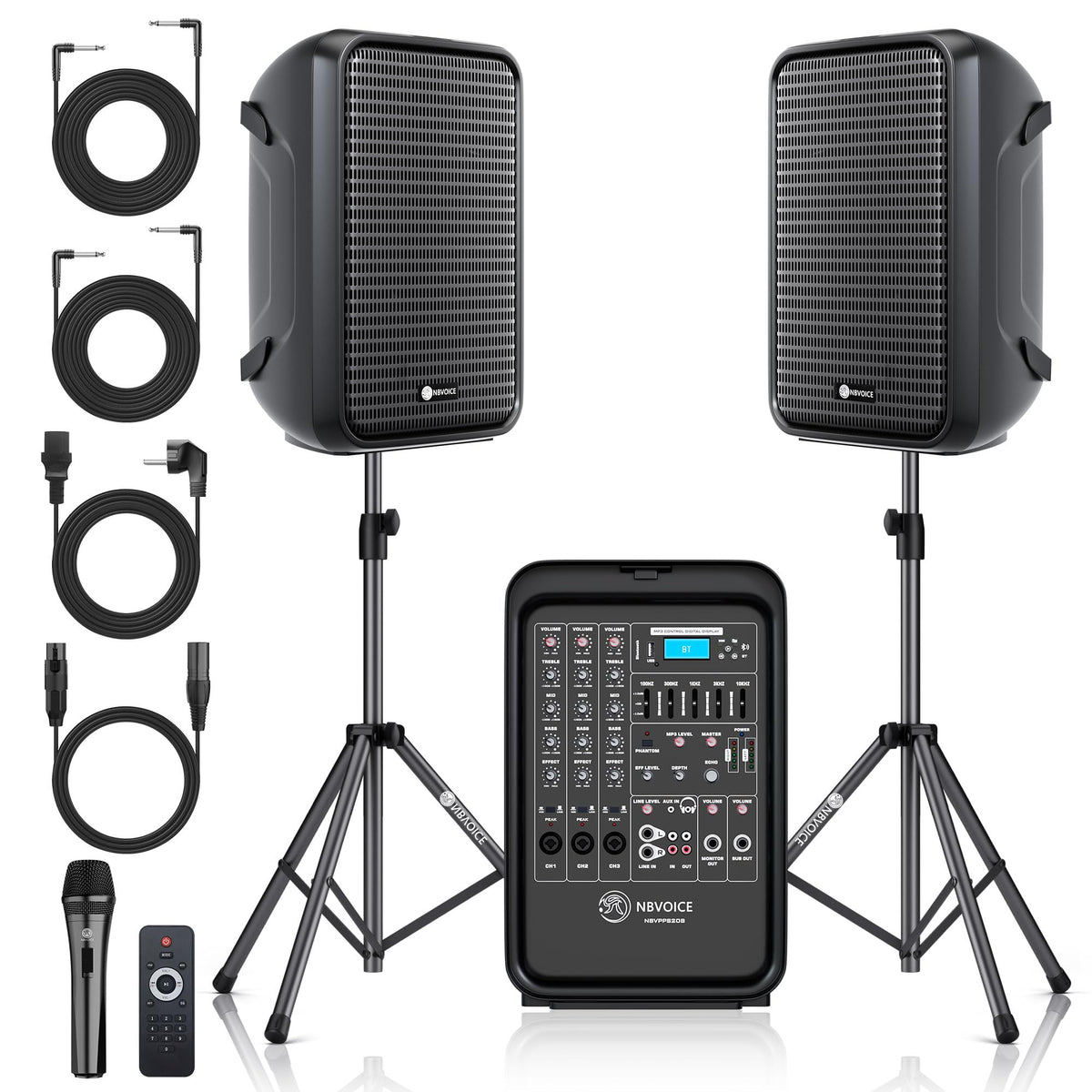 Portable All-in-One 2-Way PA System with 8-Channel Mixer L86122