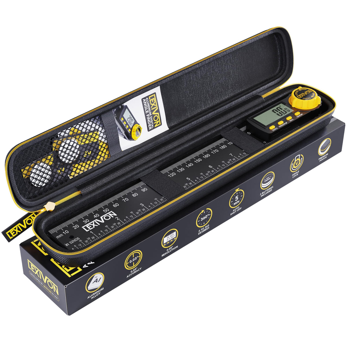 Aluminum Digital Angle Finder Gauge 10-inch 250mm Protractor N34663