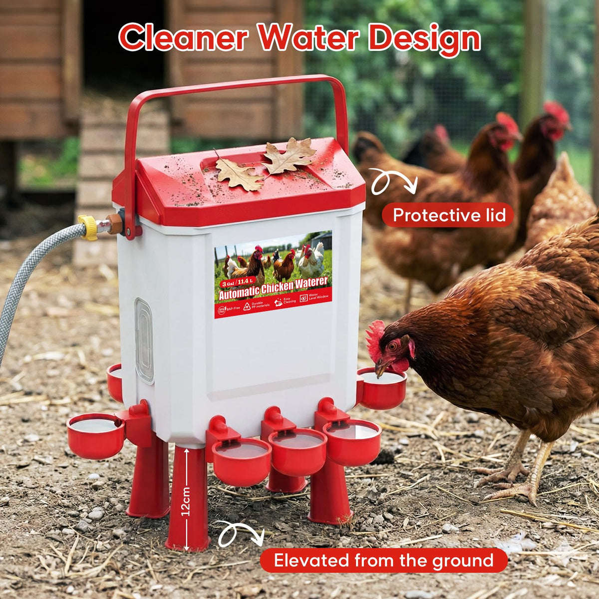 Automatic Chicken Waterer with Float Valve, 3 Gallons Q8668