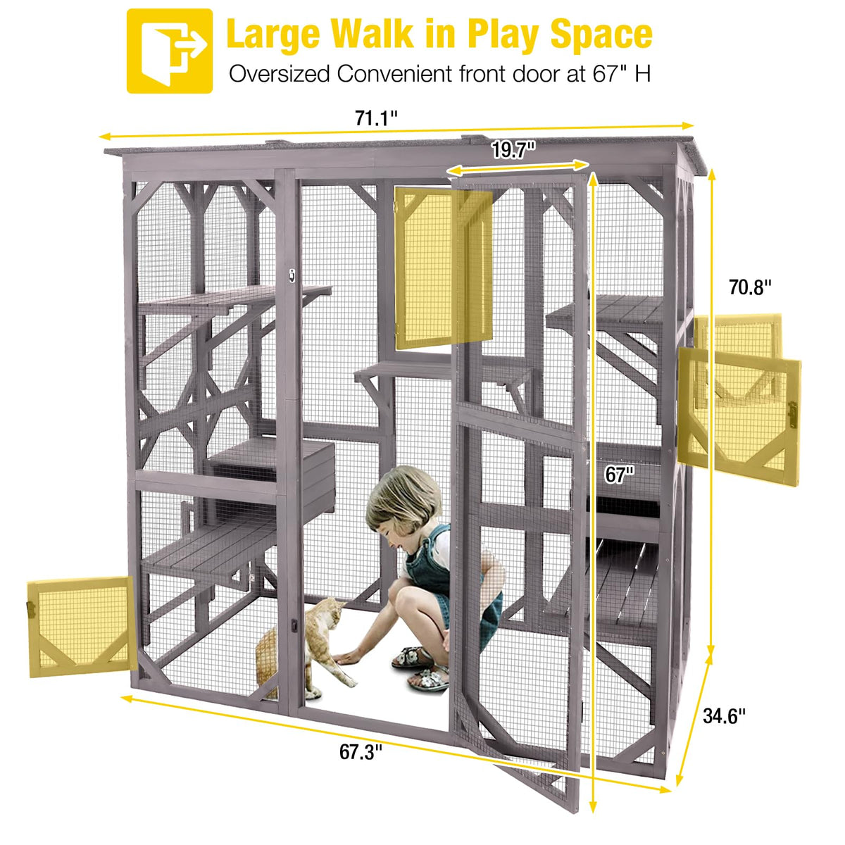 Extra Large 5-Level Outdoor Cat Enclosure with Cover F141897