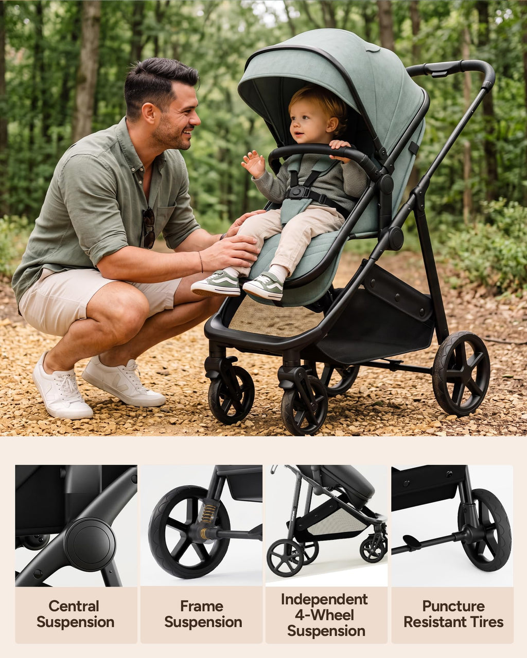 2-in-1 Bassinet Stroller Reversible Seat Black G1885