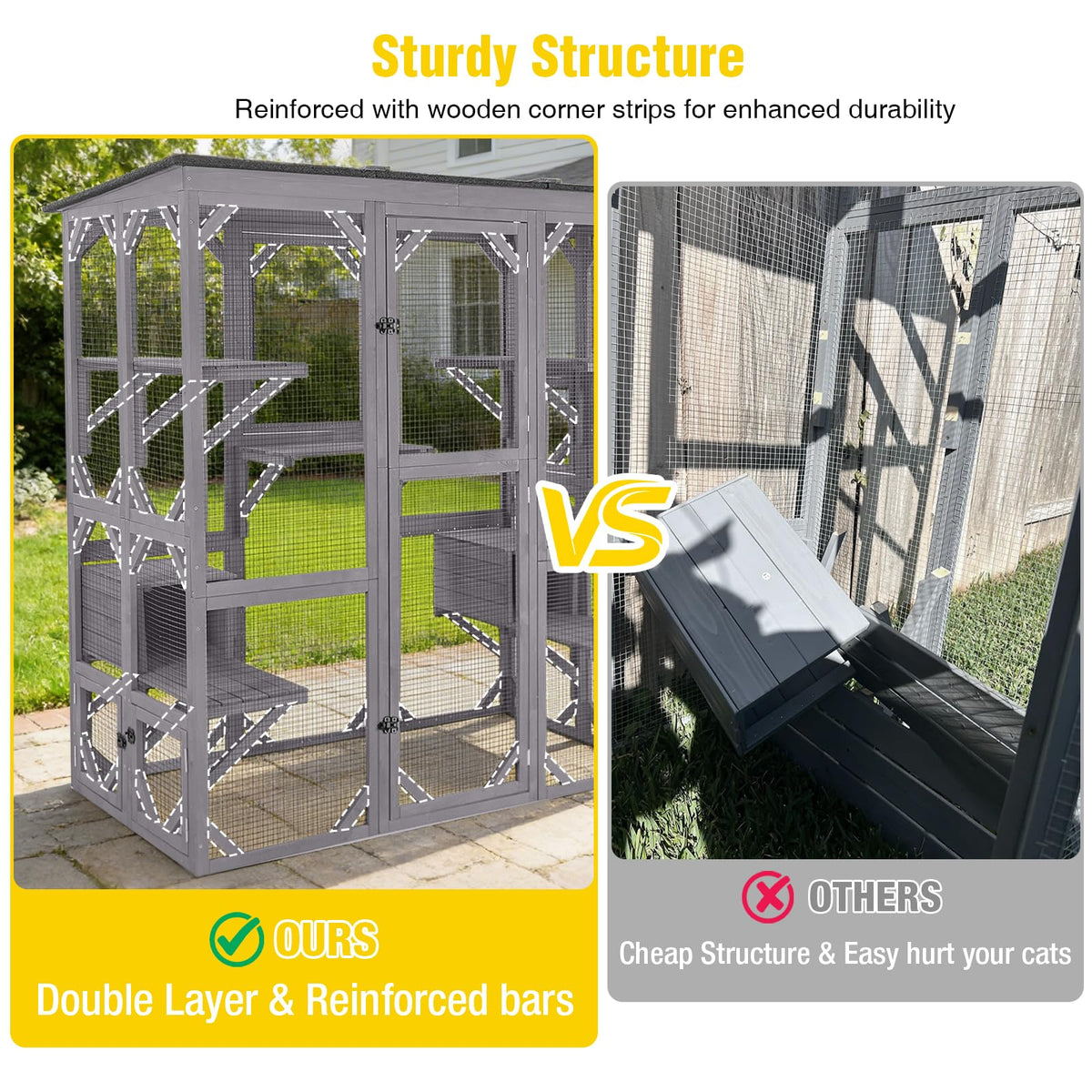 Extra Large 5-Level Outdoor Cat Enclosure with Cover F141897