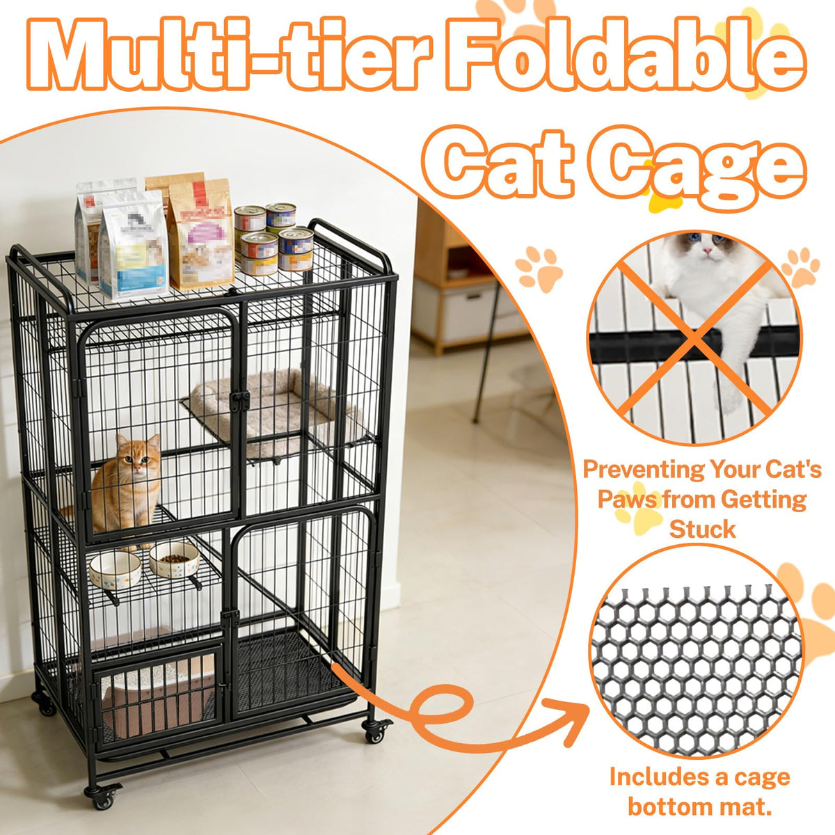 Collapsible Metal Wire Cat Cage H436693