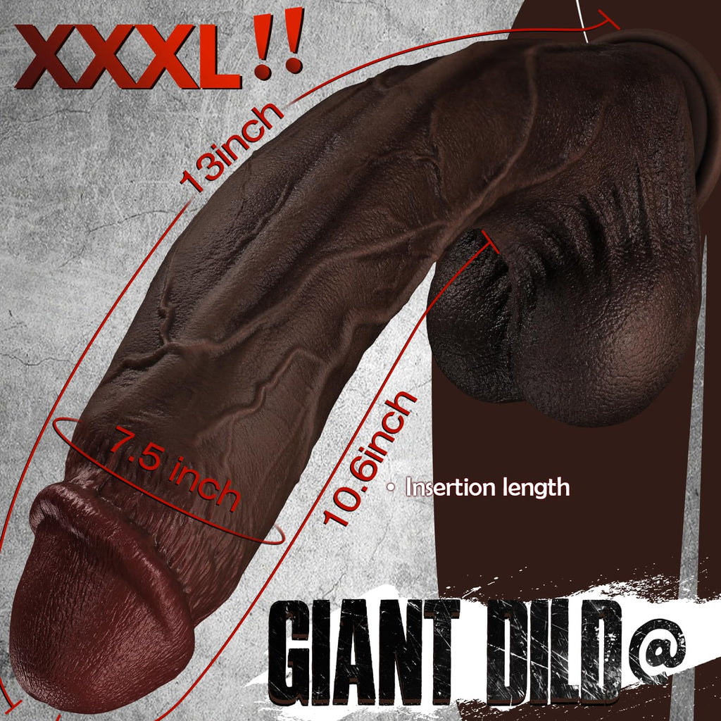 13 Inch Thick Black Dildo E9209