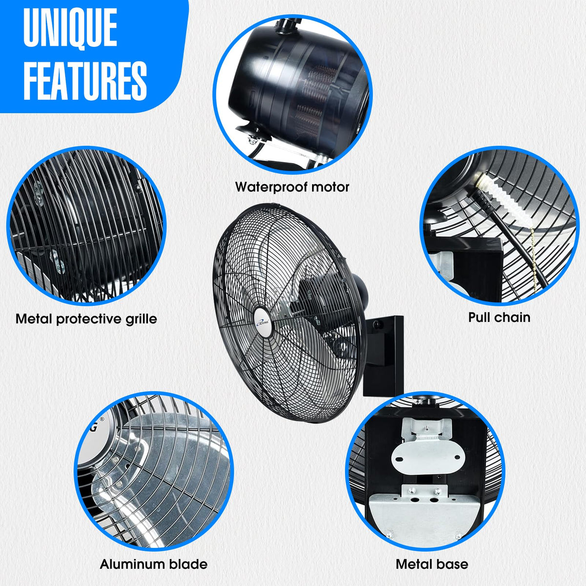 20" Outdoor Oscillating High Velocity Wall Fan, Black C864923