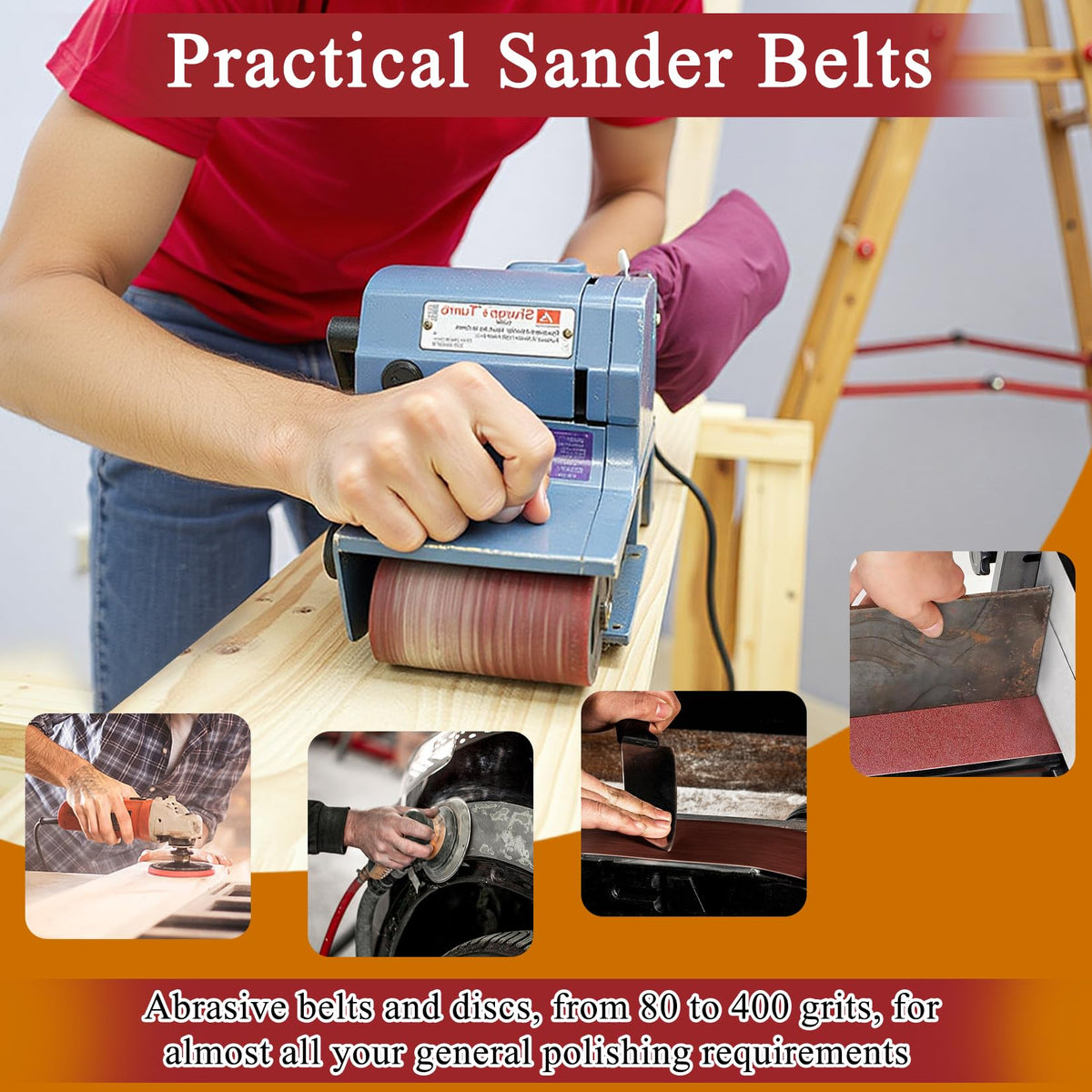 4 x 36 inch 11 Pc Sanding Belts and 6" Self Stick Sanding Disc Set B705