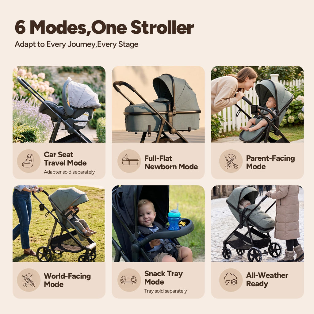 2-in-1 Bassinet Stroller Reversible Seat Black G1885
