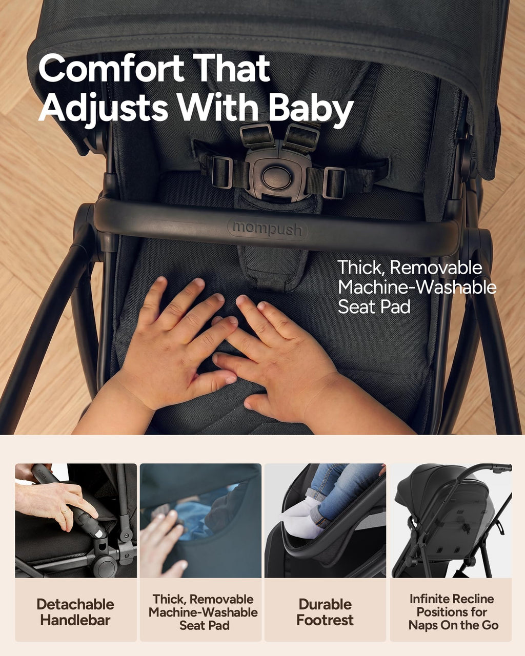 2-in-1 Bassinet Stroller Reversible Seat Black G1885