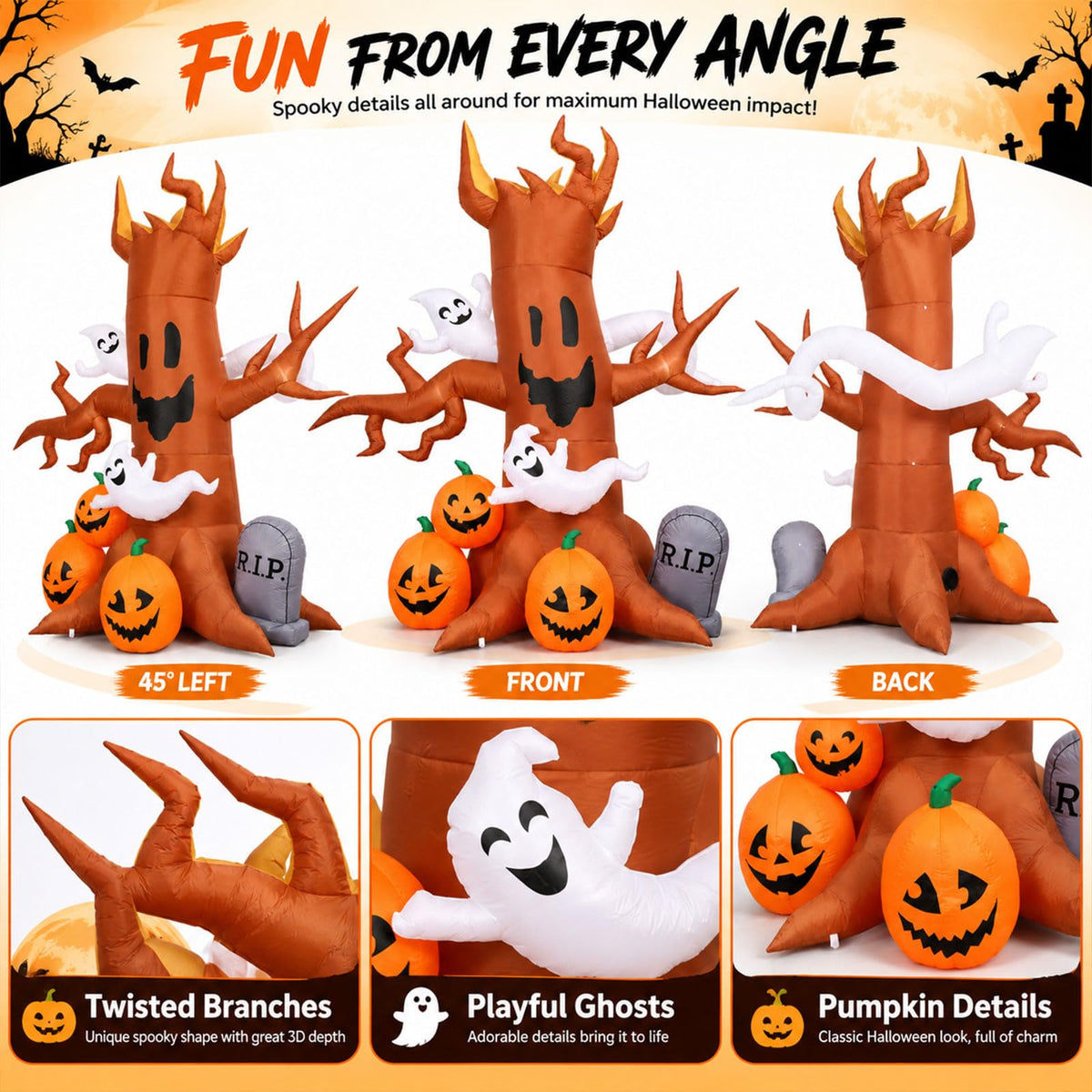 8FT Halloween Inflatable Ghost Tree Decoration B237