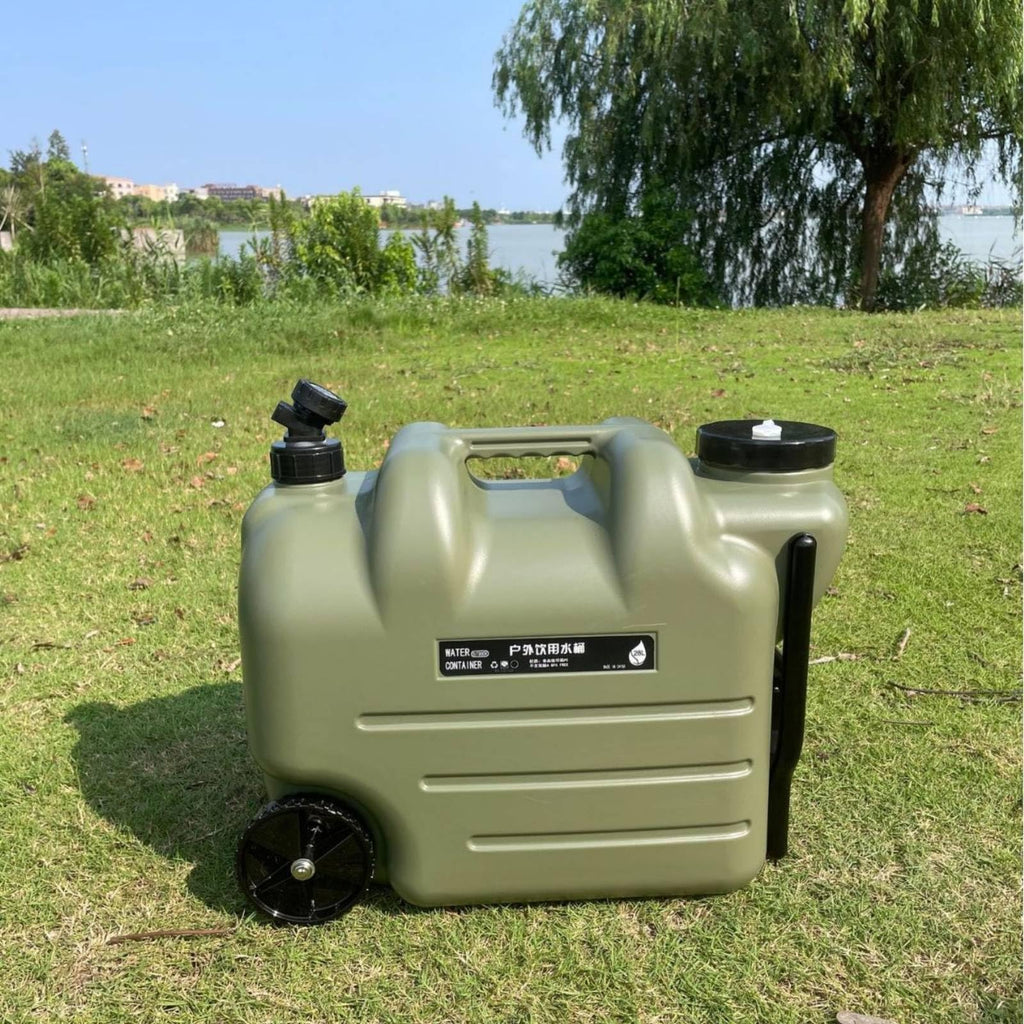 Black Portable Water Tank with Faucet and Wheels Q331
