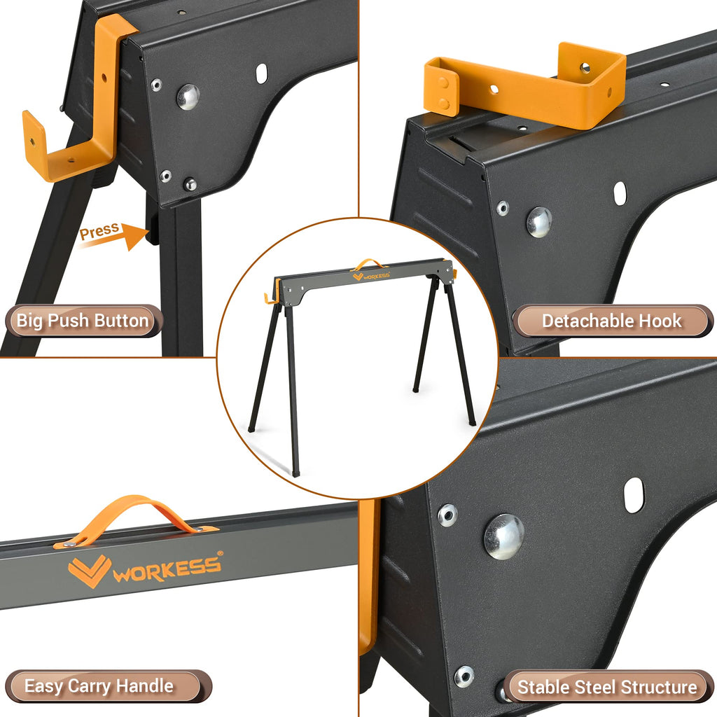 Heavy Duty Folding Saw Horses 2 Pack 2200 Lbs Load Capacity R1818