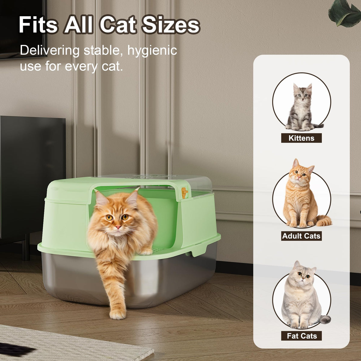 3-in-1 Convertible Cat Litter Box with Litter Trapping Grid C7052