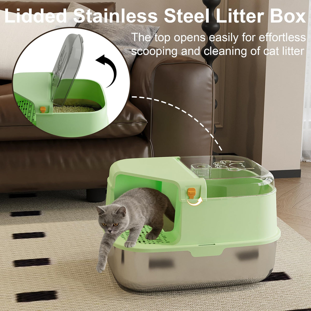 3-in-1 Convertible Cat Litter Box with Litter Trapping Grid C7052