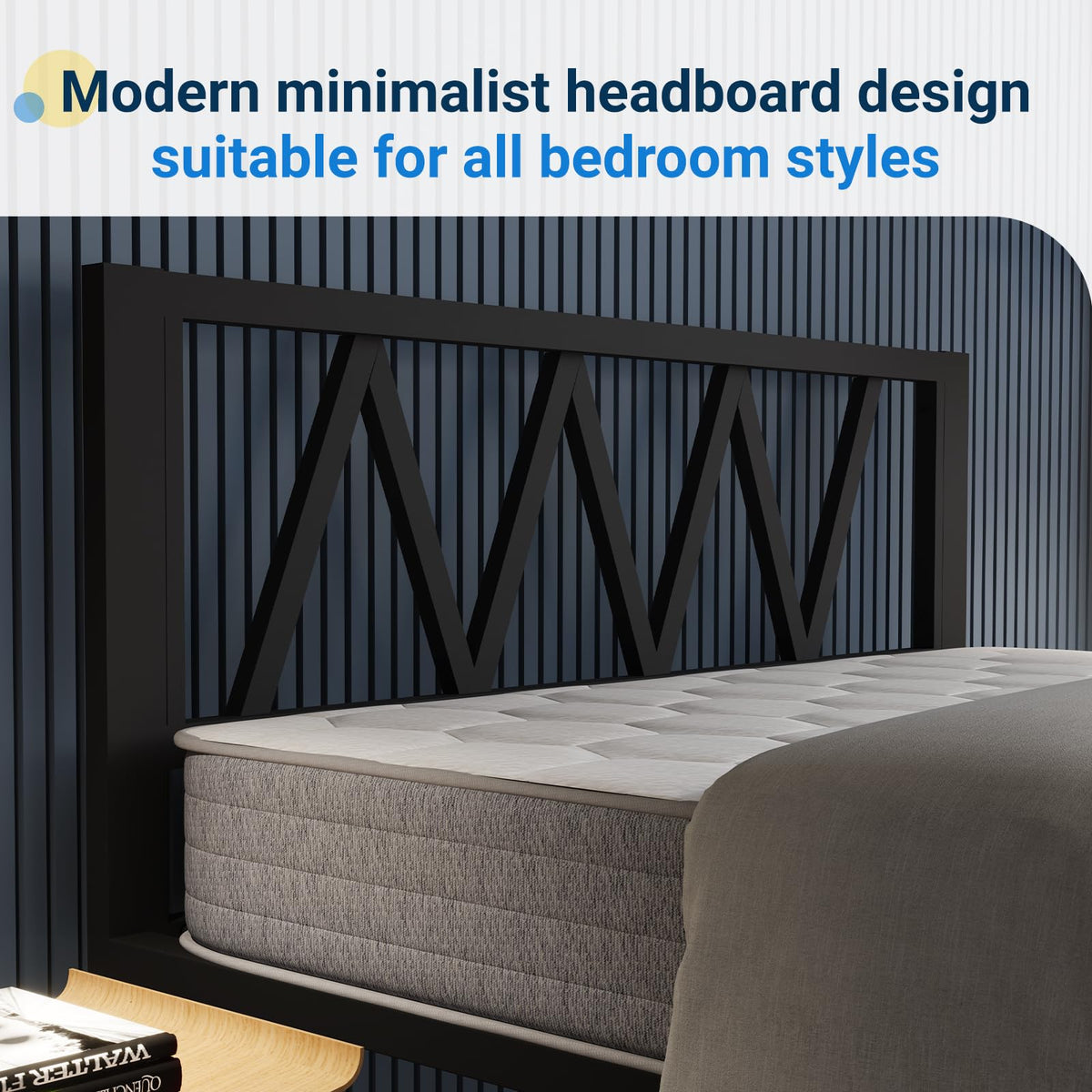 18 Inch Full Size Metal Platform Bed Frame with Headboard M973