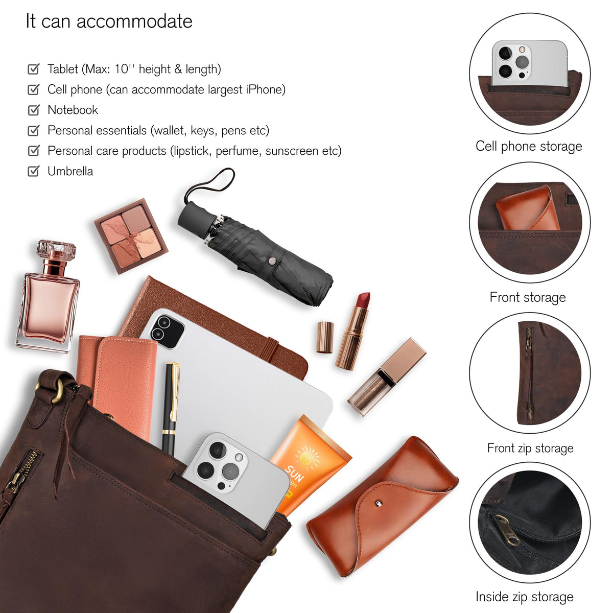Leather Crossbody Bags for Women F6366