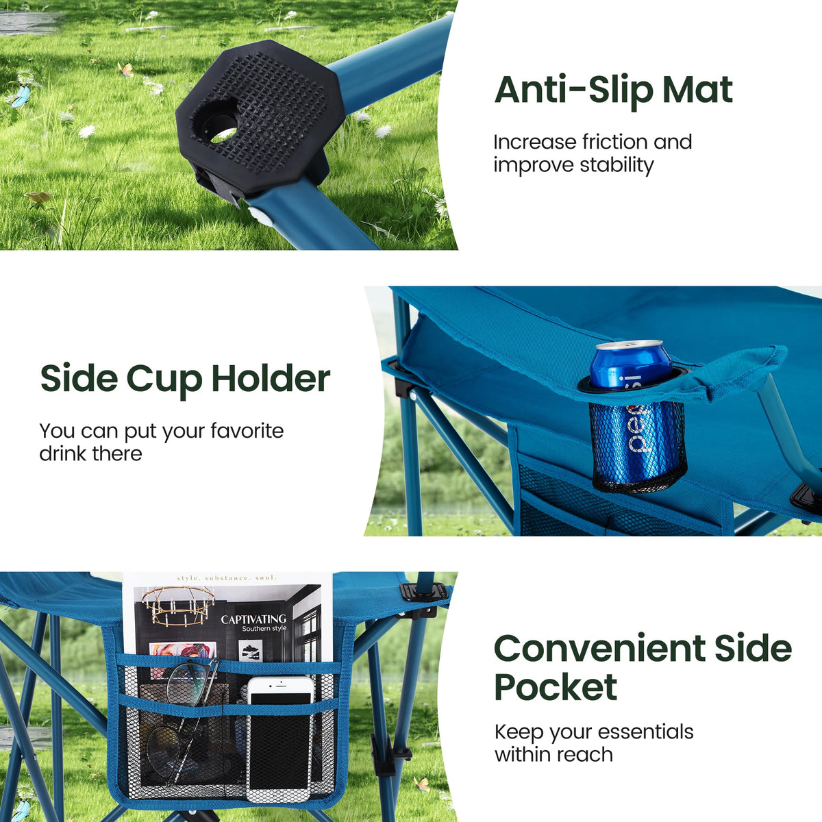 2 Pack Portable Camping Chair Blue N249787