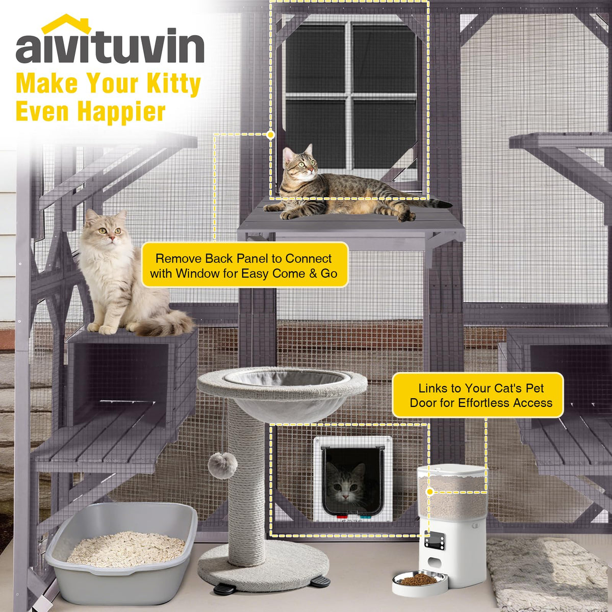 Extra Large 5-Level Outdoor Cat Enclosure with Cover F141897